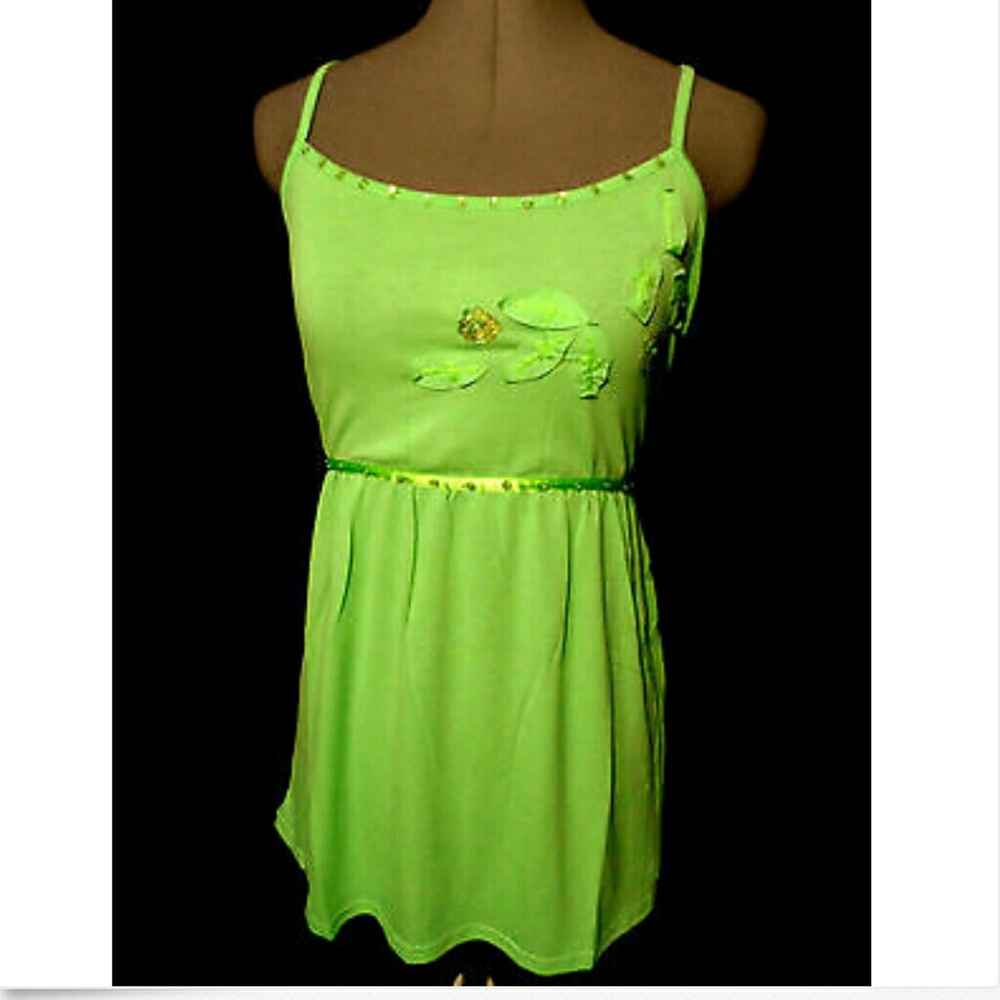 HP🔥ROMINA Sequin Beaded Top 1X 2X Bright mint green tank Summer Sexy Beach wear